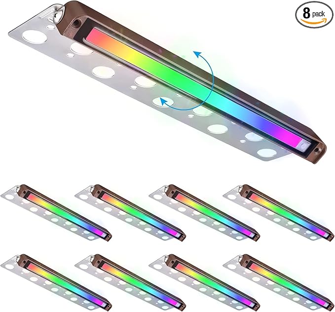 LEONLITE 8-Pack Premium Series RGB 12 Inch 5W LED Retaining Wall Lights Swivel, Color Changing Hardscape Lighting Low Voltage, 12V-24V AC/DC LED Landscape Hardscape Paver Light, Outdoor Step Light ETL
