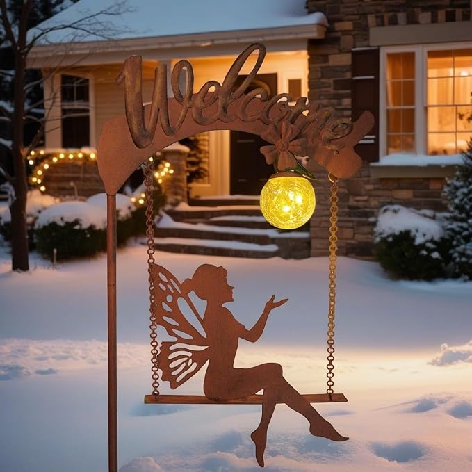 HONGLAND Solar Garden Lights Outdoor Decor, Solar Fairy Lights Outdoor Moon Decor, Housewarming Ornaments for Patio, Lawn, Yard, Pathway - Unique Gardening Gifts for Women Mom Grandma