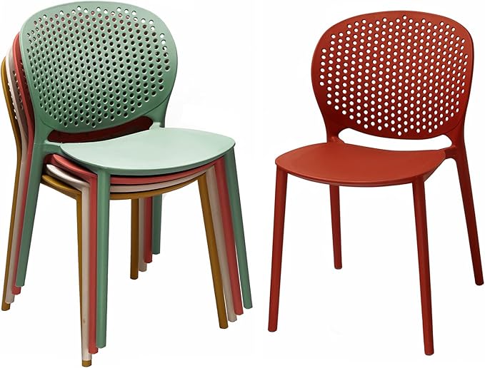 2xhome Set of 3 Patio Dining Chairs | Modern Stackable Outdoor Pool Side Chair | Weather Resistant Plastic for Yard, Porch, Balcony, Kitchen, Green