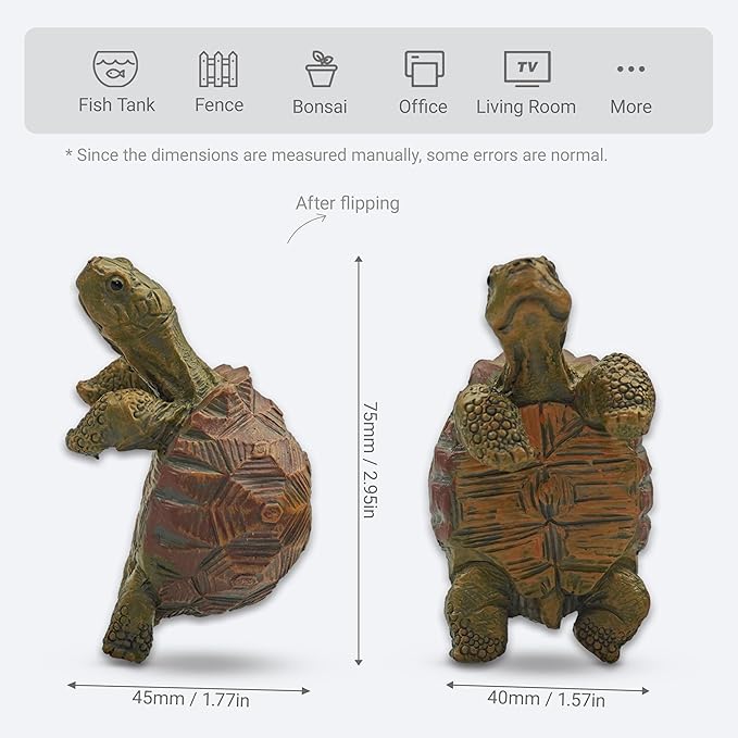 Mini Turtle Statue Miniature Tortoise Figurine Plant Pot Hanger, Realistic Resin Climbing Turtle Ornament Garden Decor for Bonsai Succulents Aquariums, Creative Gift for Plant Parents