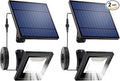 Solar Lights Outdoor Waterproof with 16FT Cord Dusk to Dawn 4400mAh LED Flood Light 6000K Security Lighting for Outside, Flag Pole, Porch, Shed (White 2 Pack)