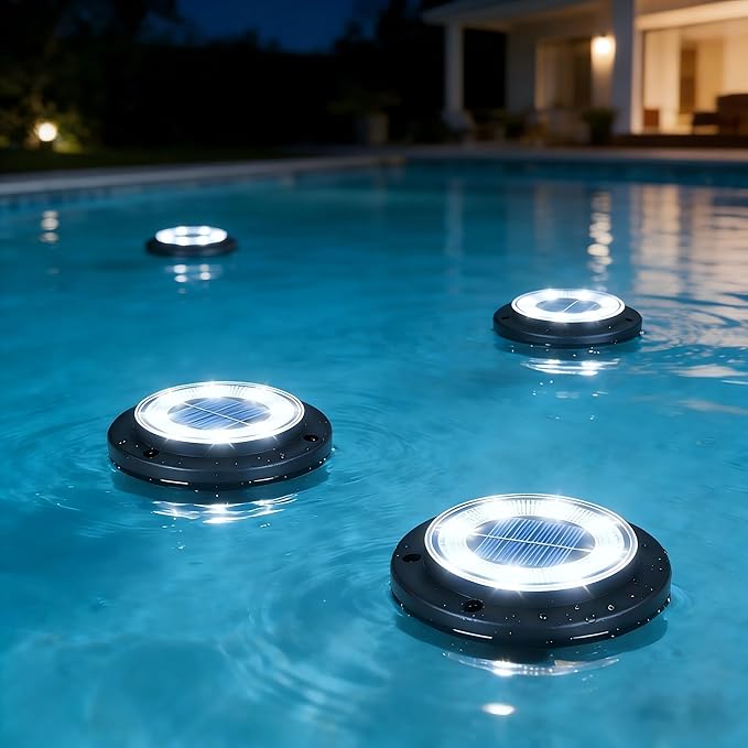 Flacchi Solar Lights Outdoor - Solar Powered Ground Lights Outdoor Solar Disk Light Waterproof Landscape Light for Patio Yard Pathway Walkway Driveway (Cool White, 8 Pack)