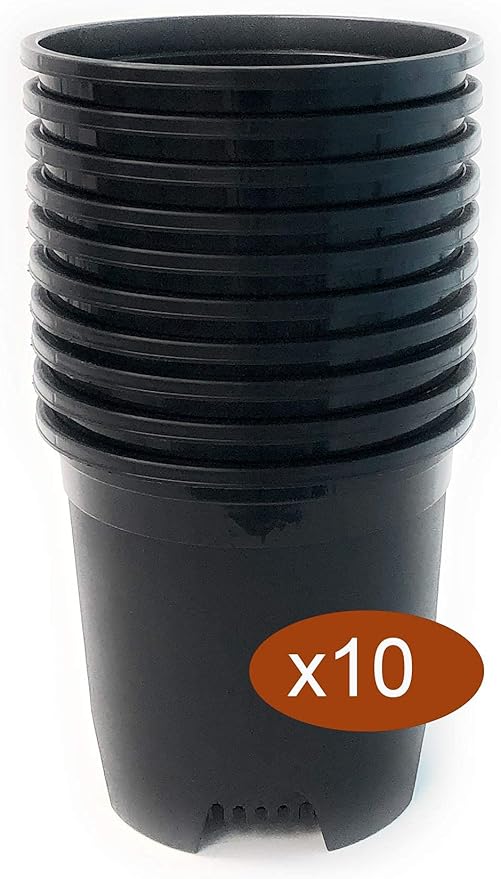 2 Gallon 10-Pack Nursery Pot Black Plastic Planters for Outdoor Indoor Plants Gardening Flower Pots Plant Pots with Drainage Holes
