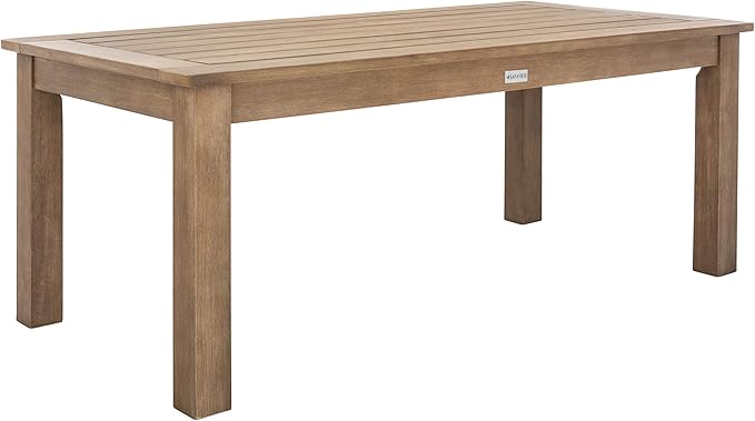 SAFAVIEH Couture Outdoor Patio Furniture Collection – Santa Cruz Coffee Table, Natural Eucalyptus Wood Slatted Top, Modern Outdoor Accent Table (CPT1016A)