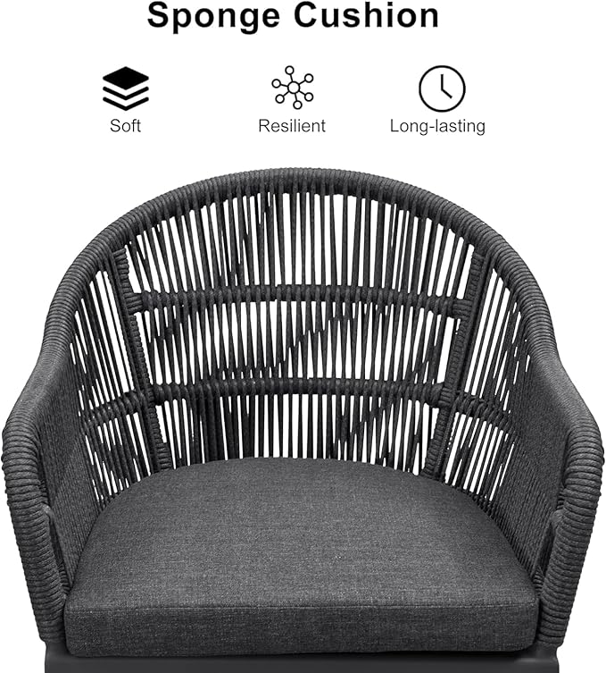 PURPLE LEAF 5 Pieces Patio Dining Set with Outdoor Aluminium Dining Table and Woven Chairs Modern Metal Furniture Cushions Sets for Garden Yard Indoor Decor Kitchen Gray