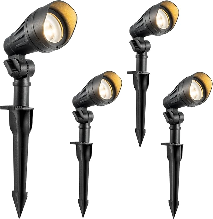 EDISHINE Low Voltage LED Landscape Lights with 35° Beam Angle, 3.2W 240LM 3000K Outdoor Landscape Lighting, CRI 80, Waterproof SpotLights for Trees, House, Yard, Garden, ETL Listed, 4 Pack