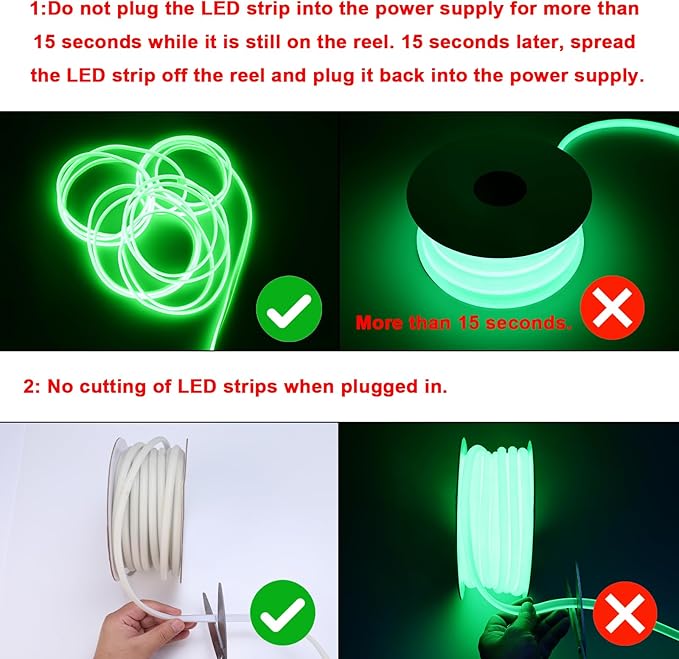 AC 110V COB LED Strip Lights Outdoor Waterproof 65.6ft, Green Super Bright 200W LED Rope Light, IP65 Flexible Cuttable, for Bedroom Garden Commercial House Gaming Room Decor
