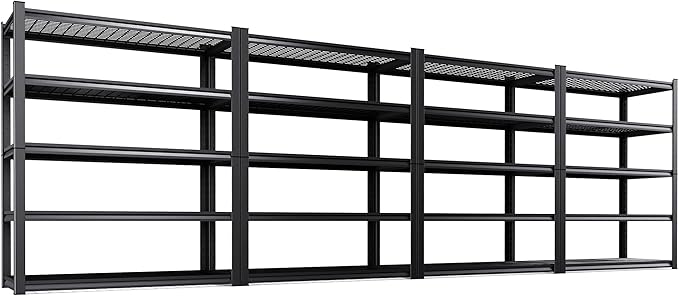 Set of 4 Garage Shelving-3000 lbs 5 Tier Storage Shelves,Adjustable Heavy Duty Metal Shelving Unit and Storage Large Wire Rack,Utility Steel Shelf for Warehouse Industrial Pantry Basement -78"x46"x20"