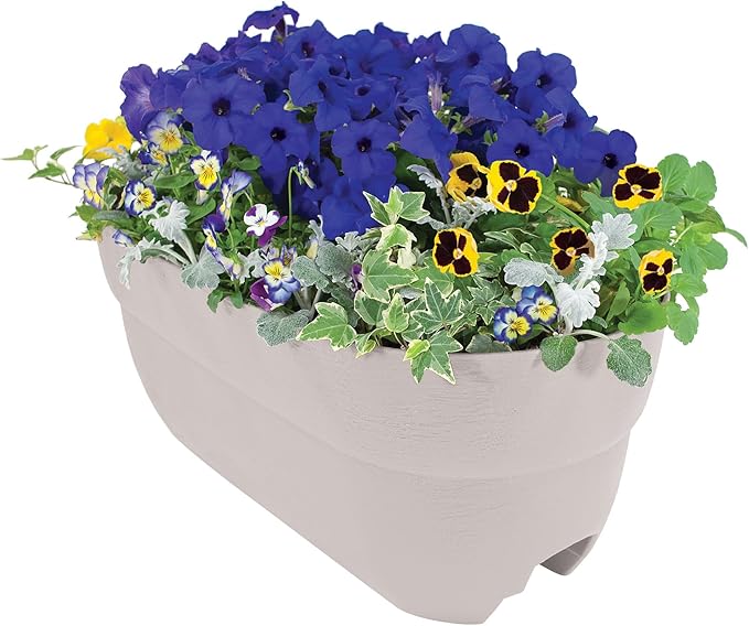 Bloomers Railing Planter with Drainage Holes – 24" Weatherproof Resin Planter – Polyethylene plastic - White