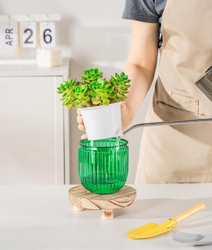 Melphoe Self Watering Pots for Indoor Plants Planter, 4.3 Inch 2 Pack Planters Self Watering Plant Pots for Flower, Houseplants, Succulent, African Violets and Cactus with Drainage