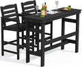 SERWALL Outdoor Bar Table and Chairs Set, Adirondack Bar Chairs Set of 2 and Bar Height Table, All Weather HDPE Patio Bar Set, Outdoor Furniture for Outside, Black