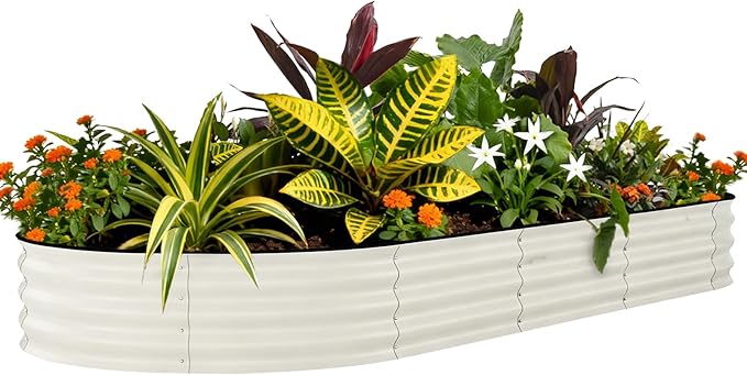 Garvee Galvanized Raised Garden Bed Outdoor, 8x4x1.5 ft Metal Planter Box for Flowers Vegetables, Rust-Resistant Raised Garden Beds for Gardening, Easy Assembly Outdoor Garden Box & Planters, Beige