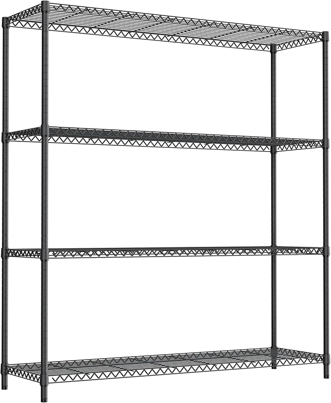 2400LBS 47.3" W Stand Shelf Wire Rust-Proof Outdoor Storage Shelving 4-Tier Utility Shelving Unit for Garden Home,Kitchen,Office Dark Grey 17.7" D x 47.3" W x 59.4" H