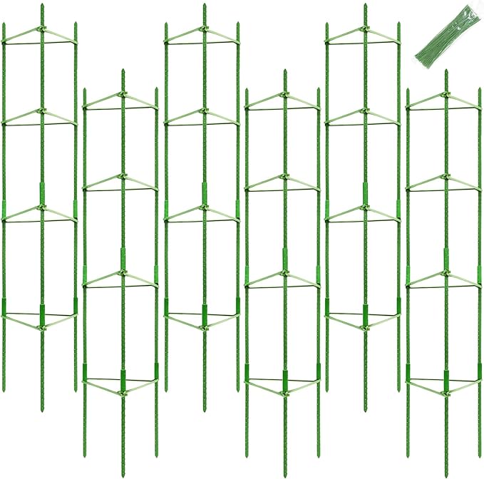 Legigo 6-Pack Tomato Cage for Garden Plant Support- Up to 63inch Garden Stakes Tomato Cage, Tomato Trellis for Potted Plants, Tomato Cages Plant Stakes for Climbing Vegetables Plants Flowers