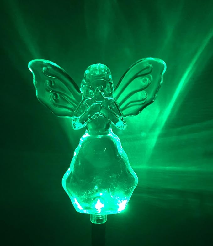 Solar Garden Stake Lights with Color Changing LED or Regular White LED Landscape Path Lights (Set of 2) (New Angel)