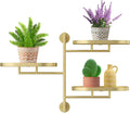 Window Rotating Plant Stand Shelf Indoor Gold Metal Floating Shelves 3-Tier Wall Mount Plant hanger Holders for Wall Planter Modern Home Decor window sill gifts