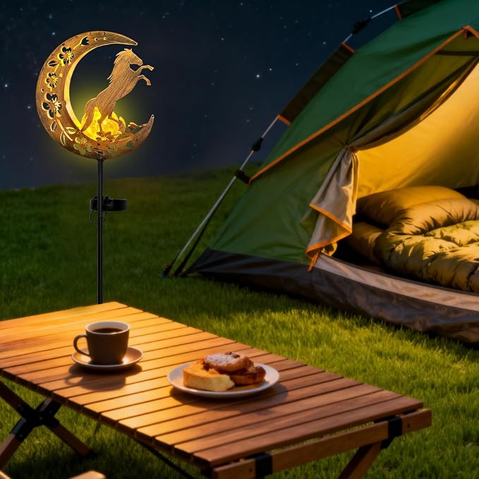 JOBOSI Solar Moon Horse Decorative Light Gift, Portable Decorative Ground Stake Light, Gifts for Women Grandmothers, Garden Lawn Decor Christmas & New Year Gift