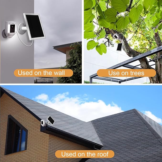 5W Solar Charger Compatible for Ring Camera with 10FT/3M Long Cable, Compatible with Ring Spotlight Cam Plus/Pro,Stick Up Cam/Pro,Spotlight Cam-3 Pack