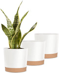 kubvici Indoor Plant Pots Planters 8 inch Plastic Planter with Hole & Saucer Flower Pots Modern Decorative for Outdoor Garden Home (White x 3 Pack)