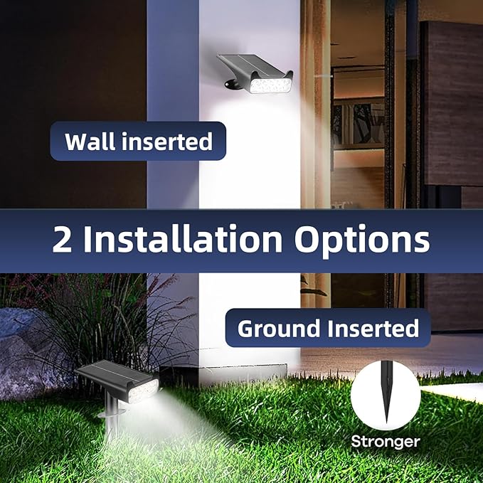 Solar Spotlights Outdoor Waterproof Landscape Path Lights Solar Dusk to Dawn Outdoor Lighting 4 Brightness Modes for Garden Pathway Tree Driveway Porch Yard