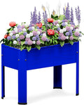 Elevated Metal Planter Box Stand Heavy Duty Raised Garden Bed for Vegetables Flowers Herbs Indoor Outdoor Use, Cobalt Blue