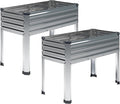 2PCS Galvanized Raised Garden Bed with Legs,2PCS 48×18×30in Elevated Planter Box for Backyard,Outdoor Garden, Patio, Balcony, 300lb Capacity,Silver