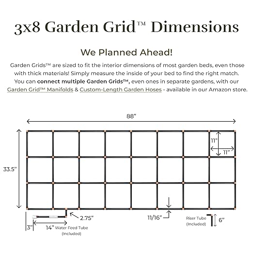 The Garden Grid | Pre-Assembled Garden Bed Watering System – Waters Every Plant Evenly, 2-Minute Setup, Hassle-Free Design Lasts 5–10x Longer Than Drip Kits | USA-Made | 3x8 (33.5"x88")