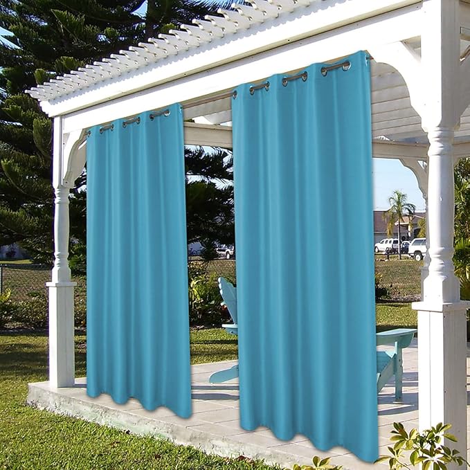 BONZER Outdoor Curtains for Patio Waterproof Thick Privacy Grommet Light Filtering Outside Curtains for Porch Pergola Gazebo Deck, 1 Panel, 54W x 95L inch, Teal