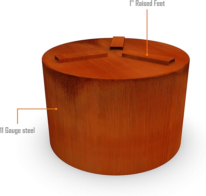 Plantercraft Large Round Planters for Outdoor Plants | 36x30 Inch Extra Large Corten Steel Planters for Front Porch & Patio | Modern Rustic Metal Planter