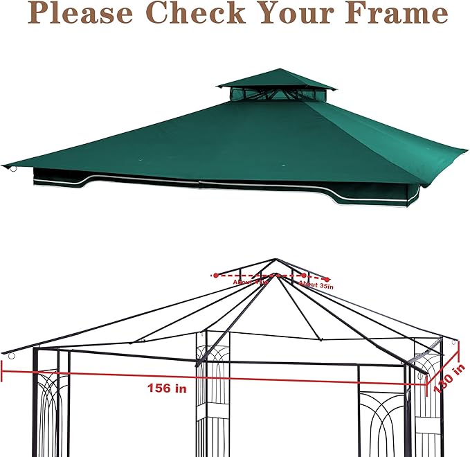SCOCANOPY Replacement Gazebo Canopy for 10 x 12 Regency II Patio Gazebo Model L-GZ798PST,A101004104,A101004105,(Forest Green)