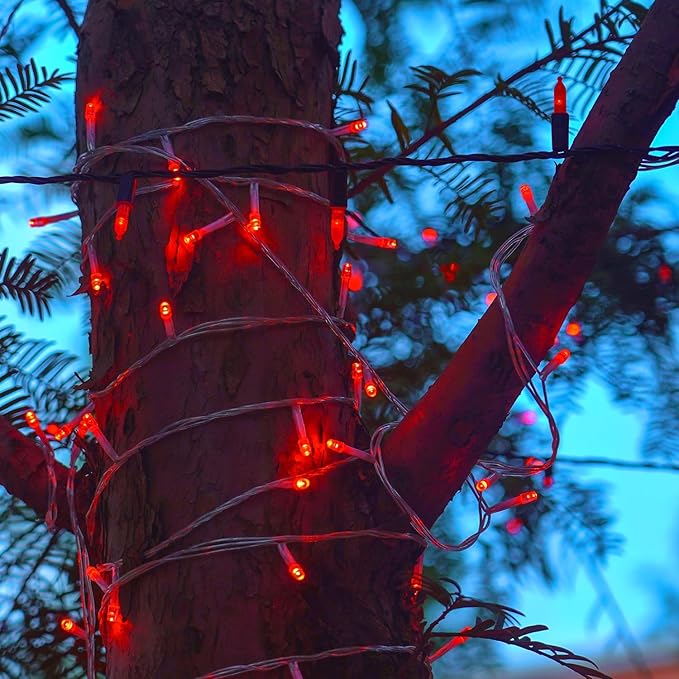 LJLNION 300 LED Valentines Lights, Extra Long 98.5FT Christmas String Lights Outdoor Indoor, 8 Lighting Modes, Plug in Waterproof Fairy Lights for Wedding Party Bedroom Decorations (Red)