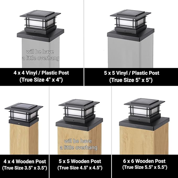 Dynaming 6 Pack Solar Post Cap Lights Outdoor with Flickering Flame Light, Fence Post Solar Lights Fit for 4x4 5x5 6x6 Vinyl/Wooden Posts, High Brightness SMD LED Lighting Decor for Garden Deck Patio