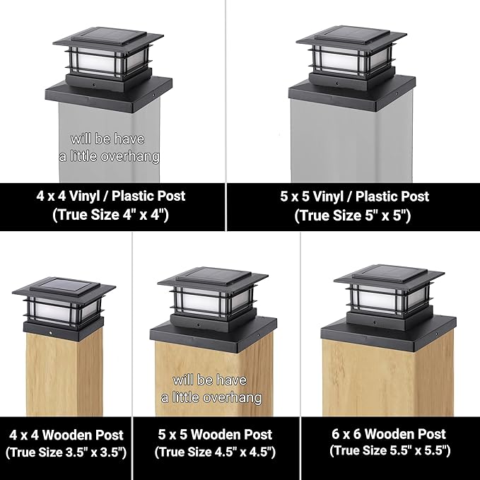 Dynaming 6 Pack Solar Post Cap Lights Outdoor, Fence Post Solar Lights Fit for 4x4 5x5 6x6 Vinyl/Wooden Posts, High Brightness Warm White SMD LED Lighting Decor for Garden Deck Patio