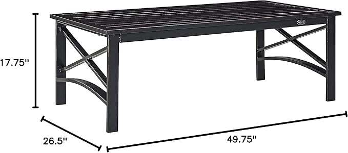 Crosley Furniture Kaplan Weather Resistant Metal Outdoor Coffee Table for Patio, Deck, Porch, Oiled Bronze