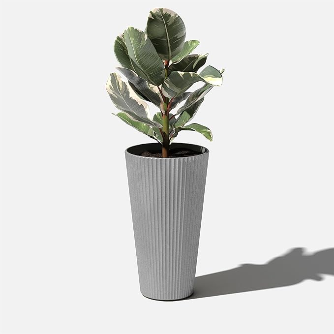 Veradek Demi Series Tall Planter for Porch, Patio, Backyard | Durable Plastic-Concrete Material | Modern Décor for Tall Plants, Grasses