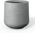 Kante 8.2" Dia Round Concrete Planter, Outdoor Indoor Large Plant Pots Containers with Drainage Hole and Rubber Plug for Home Garden Patio, Natural Concrete