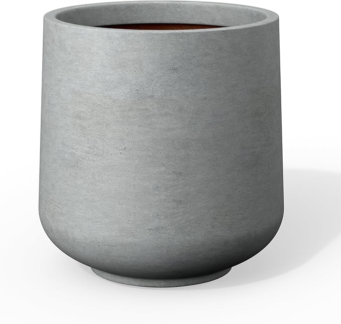 Kante 8.2" Dia Round Concrete Planter, Outdoor Indoor Large Plant Pots Containers with Drainage Hole and Rubber Plug for Home Garden Patio, Natural Concrete