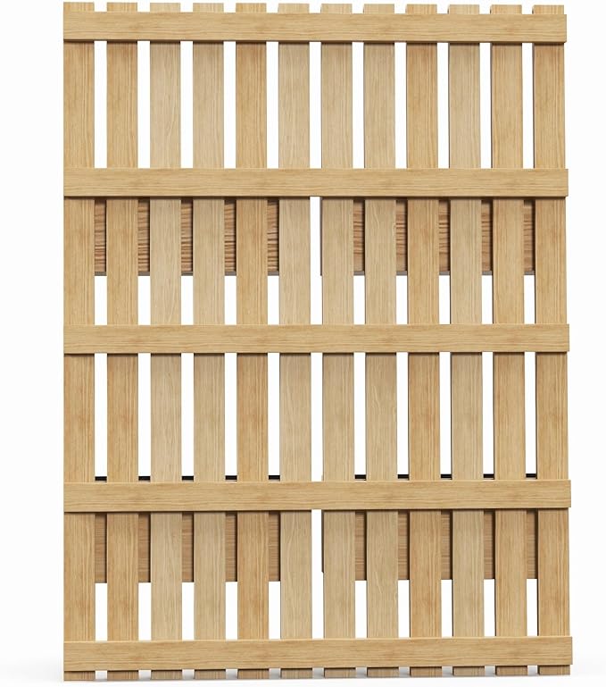 Outsunny 4 Box Raised Garden Bed with Trellis for Vine Flowers & Climbing Plants, 31.5" Tall Wall-Mounted Wood Planter Box Set with Adjustable Height, Drainage Hole, Natural