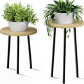 Plant Stand Indoor Tall: Corner Wood Plant Stand 2 Pack Mid Century Modern Decor - Small Round Plant Table for Indoor Plants - Outdoor Plant Holder for Patio Living Room Bathroom Office (Burlywood)