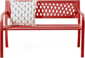 VINGLI 47'' Outdoor Bench, Weather Resistant Garden Patio Bench Powder Coated Iron Frame w/PVC Mesh Backrest Slatted Seat, 2-Person Outdoor Furniture for Front Porch Entryway Park (Red)