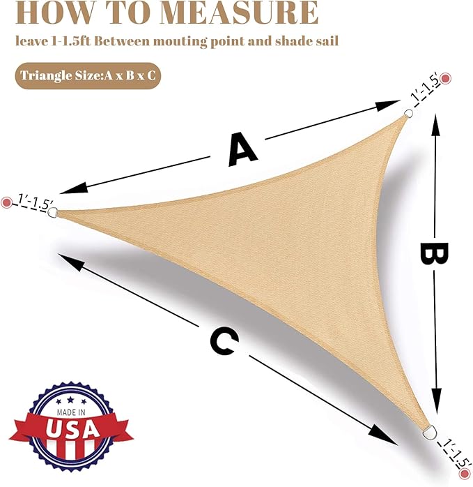 SUNLAX Custom Size 10'x18'x20.6' Sand Sun Shade Sail Right Triangle UV Block Sunshade for Backyard Yard Deck Patio Garden Outdoor Facility (Customized)