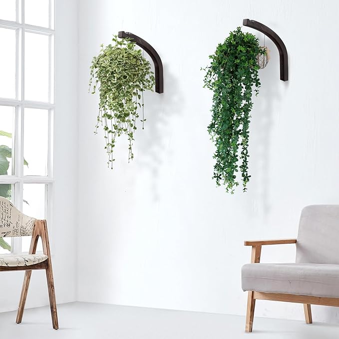 Stylish Wooden Plant Hanger – 2 Pack, 8-Inch Indoor/Outdoor Wall Hooks for Hanging Planters, Flower Pots, Lanterns, and Wind Chimes – Premium Beech Wood Home Decor