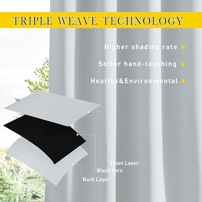 NICETOWN 2 Panels Outdoor Curtains Waterproof Pocket & Back Tab on Top & Bottom, Thermal Insulated Windproof Sun Blocking Outside Privacy Drapes for Patio with Fixed Rope, W84 x L95, Greyish White
