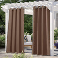 NICETOWN Outdoor Blackout Curtain for Patio Waterproof, Thermal Insulated Silver Rustproof Grommet Top Blackout Indoor Outdoor Curtain/Drape for Cabana, 1 Panel, W52 by L95, Tan