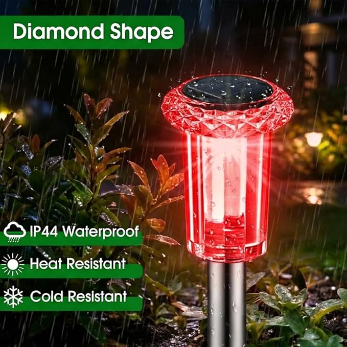 Solar Outdoor Lights, 10 Pack Solar Pathway Lights Outdoor Waterproof, Stainless Steel Stake Lighting for Garden Yard Path Walkway Driveway Patio Lawn Outside Decor,Color Changing
