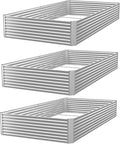 3 Pack 6x3FT Corrugated Galvanized Steel Raised Garden Bed Outdoor, Metal Above Ground Garden Bed for Vegetables and Flowers, Rectangle Raised Beds for Gardening