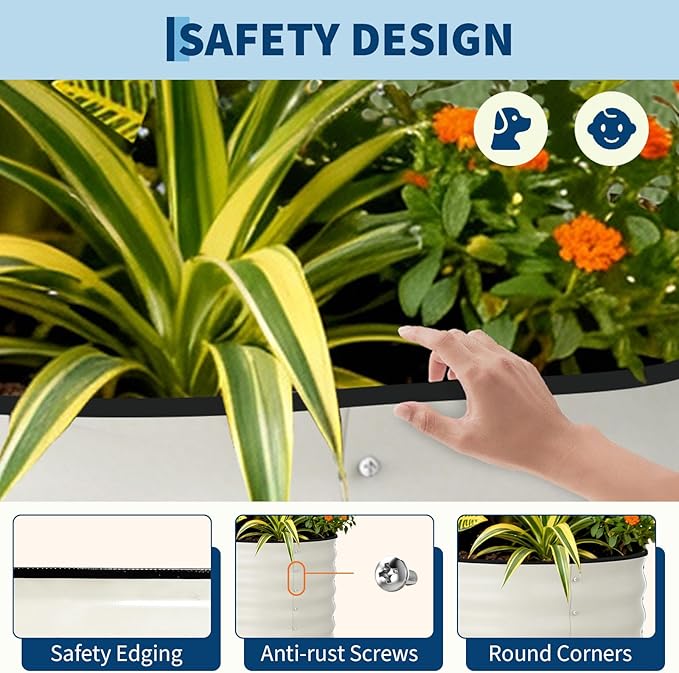 Garvee 2 Pack Galvanized Raised Garden Beds - 10x4x1.5ft Planter Box for Vegetables, Flowers, Rust-Resistant Garden Box, Easy Assembly Raised Beds, Durable Planters for Outdoor Plants