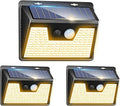 Peasur Solar Lights Outdoor Waterproof [3 Pack/140LED], Warm White Motion Sensor Lights Dusk to Dawn, 3 Modes Solar Fence Security Lighting for Wall Garden Yard Stair Outside