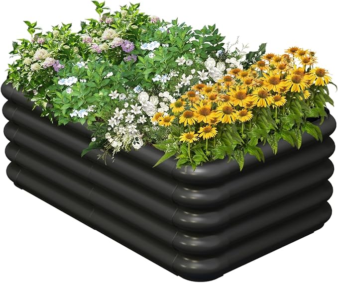 3.0x1.8x1.0ft Raised Garden Bed Kit for Outdoor, PP Material Planter Boxes, Large Garden Box Flower Bed with Easy Assembly, Gardening Containers for Vegetables, Flowers, Herbs, Black