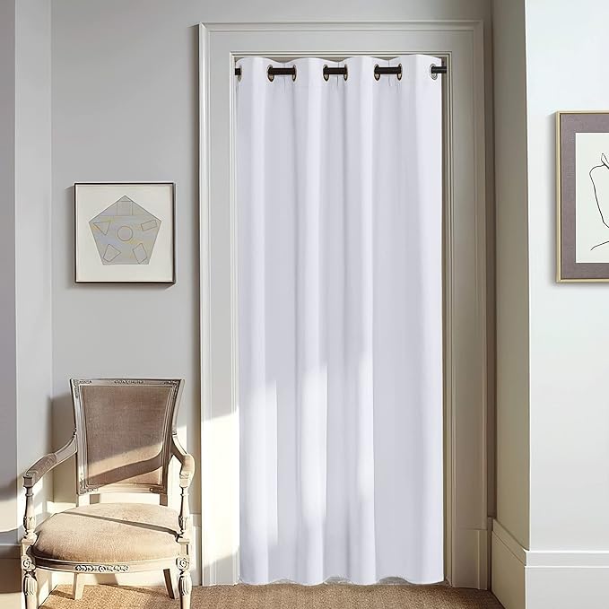 NICETOWN Room Darkening Privacy Doorway Curtains - Grommet Thermal Insulated Light Blocking Window Treatments for Bedroom/Living Room (W46 x L80, 1 Panel, Greyish White)